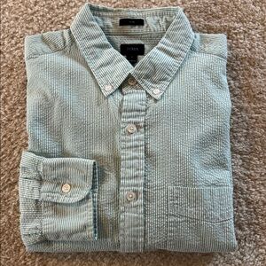 J. Crew Men's Slim Broken-in 100% Cotton Button Down Shirt mint green stripped